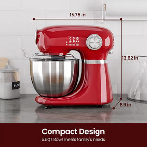 Kismile Stand Mixer, 5.5-Quart Electric Mixer with 12 Speeds CF3715