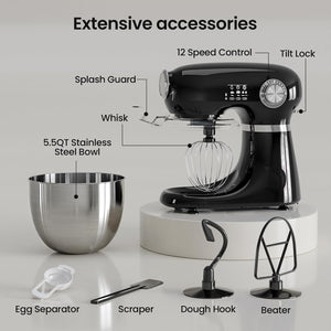 Kismile Stand Mixer, 5.5-Quart Electric Mixer with 12 Speeds CF3715