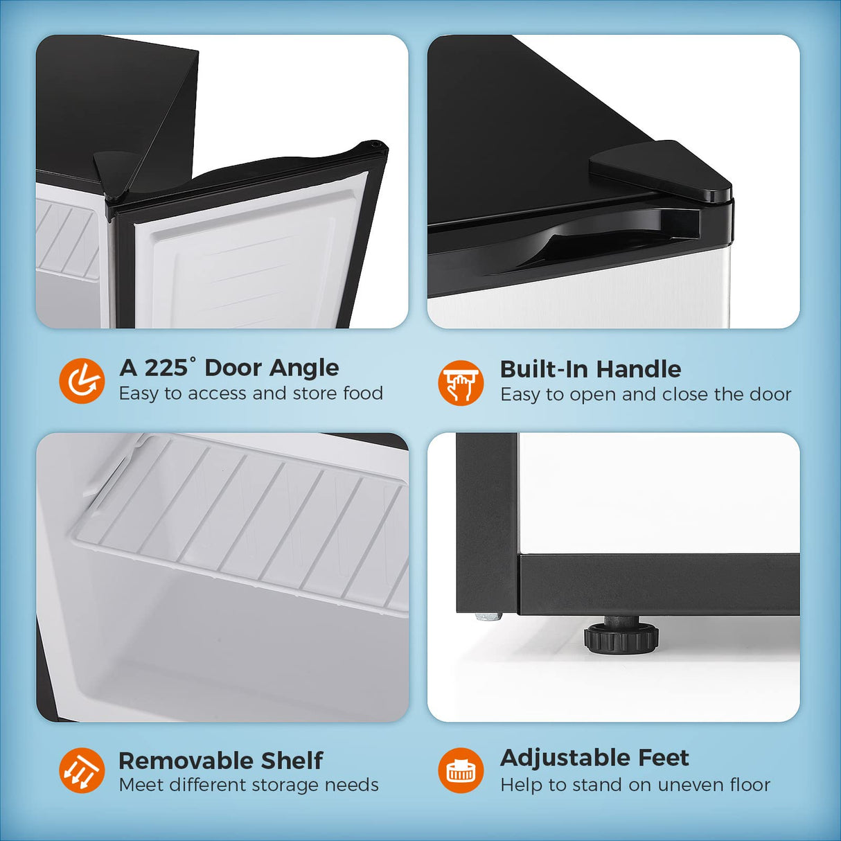 Kismile Upright Freezer,3.0 Cu.ft Mini Freezer with Reversible Single Door