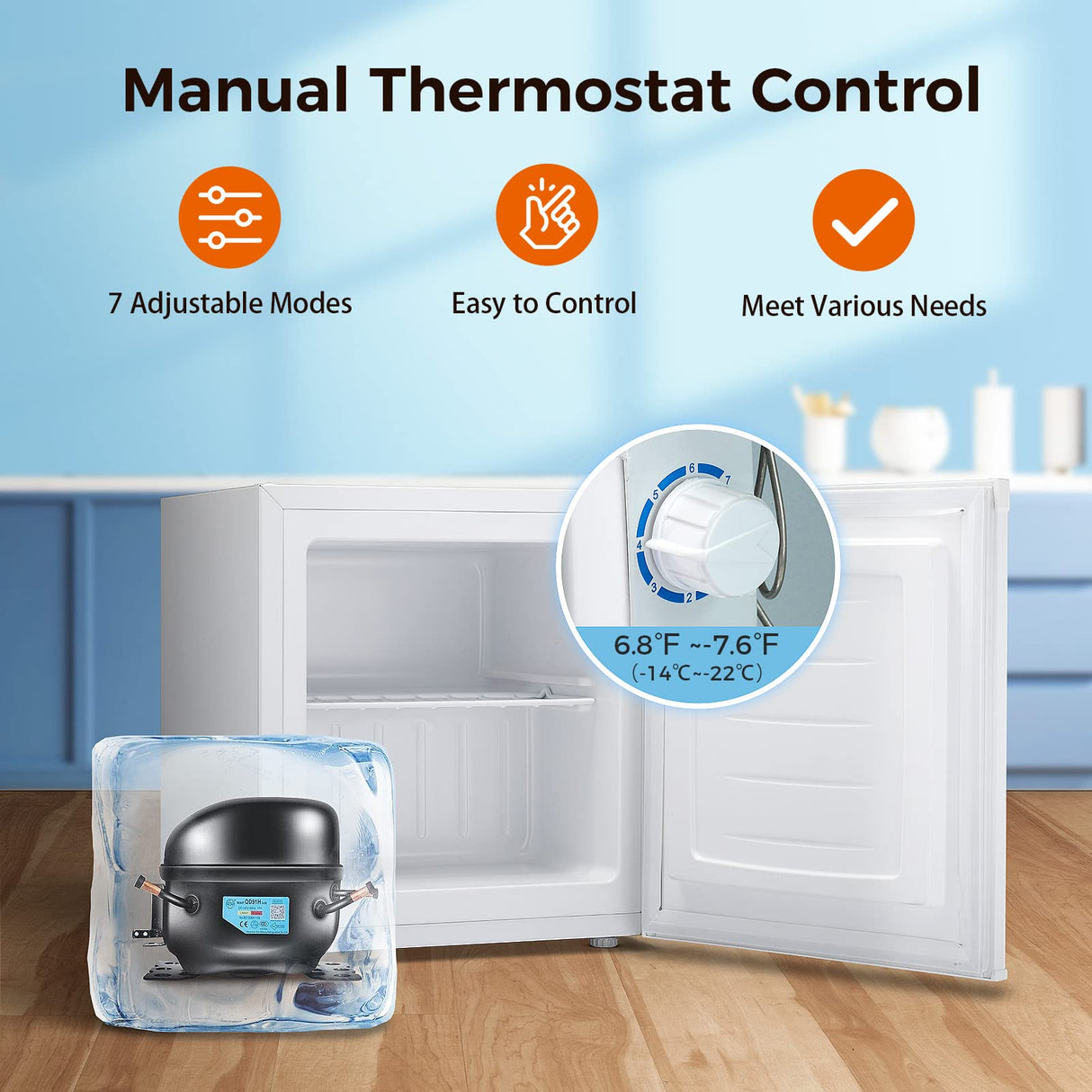 Kismile Upright Freezer,3.0 Cu.ft Mini Freezer with Reversible Single Door