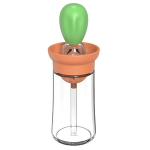 Kitchen Silicone Oil Bottle Portable Sauce Seasoning Tool Cooking Baking BBQ Quantitative Brush Dispenser Universal Accessories Glass Olive Bottle with Silicone Brush and Dropper Measuring Container for Kitchen Cooking Pancake Frying BBQ Accessories