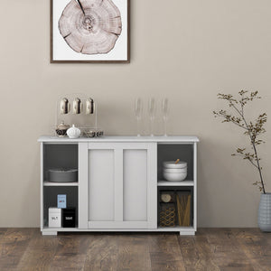 Kitchen Storage Cupboard Cabinet with Sliding Door-Antique White