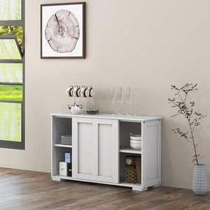 Kitchen Storage Cupboard Cabinet with Sliding Door-Antique White