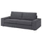 The KIVIK Sofa is a dark gray piece featuring two large seat cushions and two back cushions. It has wide armrests and a simple, modern design, making it ideal for contemporary living spaces. The sofa looks plush and comfortable.
