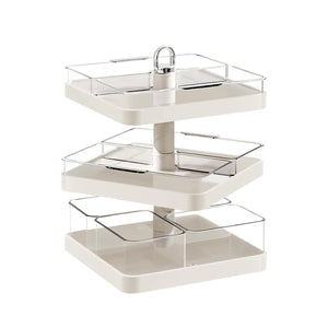 Rotating 3 Tier Serving Tray for Kitchen Decor Tiered Tray Stand with Handles and 8 Removable Compartments Food Serving Tray for Nuts Cupcakes Fruits and Cookies