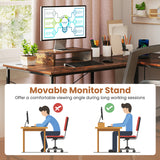95 Inch 2-Person L-Shaped Long Reversible Computer Desk with Monitor Stand-Rustic Brown
