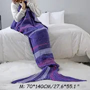 Striped Mermaid Blanket for Office and Living Room