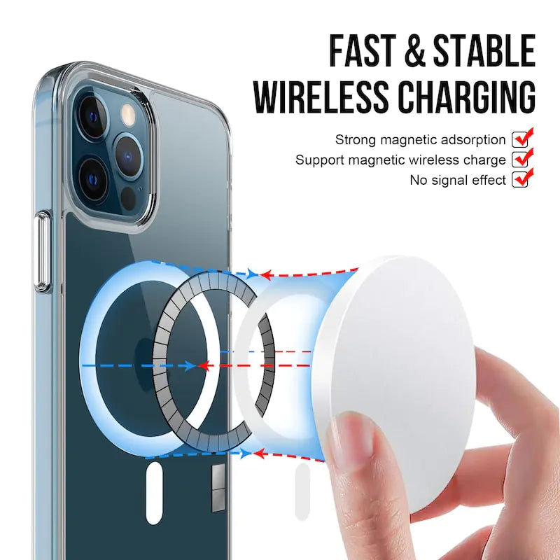 Luxury Plating Clear Magnetic Wireless Charger Case