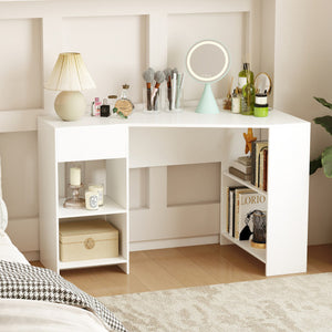 48 Inches L Shaped Corner Executive Computer Desk with Drawer-White