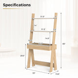 Ladder Shelf Desk Bookcase with Countertop  Drawer and 2 Shelves-Natural
