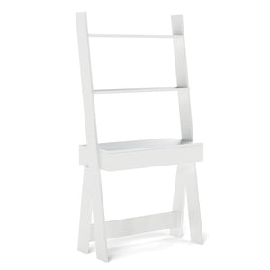 Ladder Shelf Desk with Countertop Drawer and Anti-Toppling Device-Oak