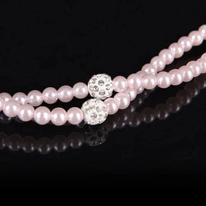 Ladies Luxury Pearl Necklace Pink Earphones With Mic Excellent Sound Quality Stereo Earphones For Everyday Use