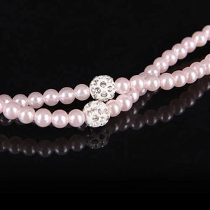 Ladies Luxury Pearl Necklace Pink Earphones With Mic Excellent Sound Quality Stereo Earphones For Everyday Use