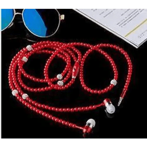 Ladies Luxury Pearl Necklace Pink Earphones With Mic Excellent Sound Quality Stereo Earphones For Everyday Use