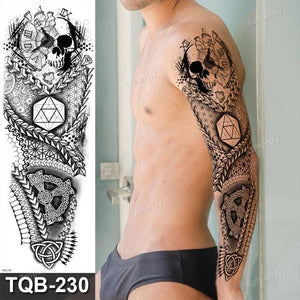 Large Black Temporary Tattoo Waterproof Luxury Big Tattoo For Body Arm Legs Modern Design
