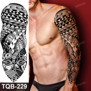 Large Black Temporary Tattoo Waterproof Luxury Big Tattoo For Body Arm Legs Modern Design