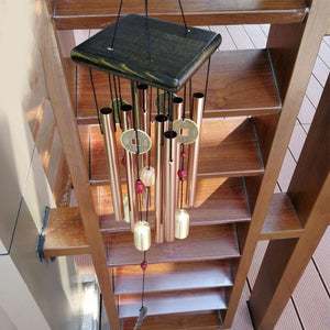 Large Copper Money Pendant Wind Chime Tubes Bells Copper Metal Pipe Chime Large Wind Chimes Bells Tubes Pendant Balcony Outdoor Yard Garden Home Decoration