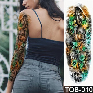 Large Tattoo Sleeve Arm Waterproof Temporary Sticker Tiger Fox For Arm Luxury Colorful Design