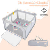 Large Baby Playpen BPA-Free Foldable Toddlers Safety Fence Play Yard with Zipper Gate-S