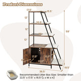 Large Cat Litter Box Enclosure with Storage and Ladder Shelf-Rustic Brown