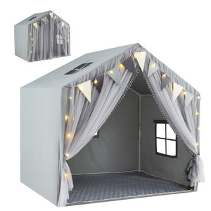 Large Toddler Playhouse Tent with Door Curtains Windows-Gray