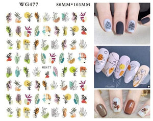 Leaf With Lines Nails Sticker Designer Fruit Nail Art 3D Decals Acrylic Designs Self Adhesive Manicure Slider Stickers Glitter Decals Love Nail Sequins Laser Heart Nail Supplies Sparkle Nail Accessories Star Accessories Heart Nail Art