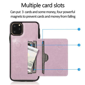 Leather Wallet Case For iPhone 11 Pro Max XS Max XR X 8 7 6S 6Plus 5 5S With Stand Card Pocket Case Cover Shockproof Texture PU Leather  Wallet Cover