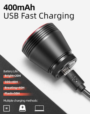 LED Bicycle Waterproof USB Charging Taillight Cycling Flashlight Auto Brake Sensing Smart Bicycle Rear Brake Lights Braking Sensing Taillights USB Rechargeable Ultra Bright LED Warning Bicycle Flashlight