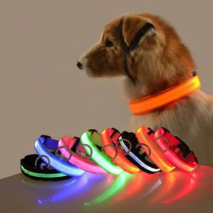 LED Dog Collars Light Adjustable Flashing Luminous Collar Night Anti-Lost