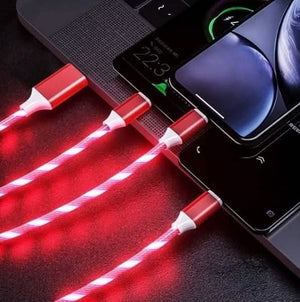LED Light USB Charger Cable 3-in-1 Fast Charging