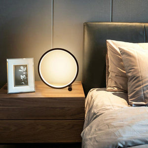 LED Table Lamp Bedroom Bedside Lamp Round Acrylic Living Room Lamp Reading Lamp Black/white Touch Control Dimmable Night Light Decorative Table Lamp Cute Study Lamps for Bedroom Décor