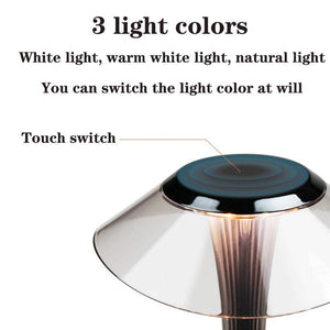 LED Table Lamp USB Charging Dimmable Protection Eyes Smart Touch Switch Bedside Lamps Transparent Crystal Creative Table Light Decorative Table Lamp Cute Study Lamps for Bedroom Décor
