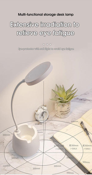 LED Table Lamp With Pen Holder Touch Dimmable Flexo Desk Lamp USB Rechargeable Eye Protection Bedside Learning Reading Lamp Decorative Table Lamp Cute Study Lamps for Bedroom Décor