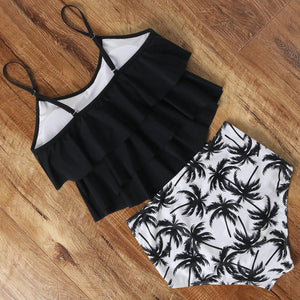 Leopard Bikini High Waist Bikini Animal Print Floral Swimsuit Ruffle Swimsuit Plus Size Swimwear Women Swimsuits for Women Two Piece Bathing Suits Ruffle Tops With High Waist Bottoms Bikini Sets For Teen Girls