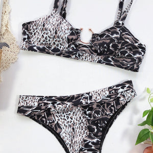 Leopard Bikinis Bikini Swimming Women's Bathing Suits Push Up Swimsuit Women's Padded Underwire Bikini  Wire Push Up Bathing Suit Leopard Printed High Cut Vintage Swimsuit