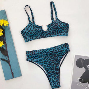 Leopard Bikinis Bikini Swimming Women's Bathing Suits Push Up Swimsuit Women's Padded Underwire Bikini  Wire Push Up Bathing Suit Leopard Printed High Cut Vintage Swimsuit