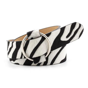Leopard PU Leather Pattern 105cm Round Buckle Belt Women Trendy Dress Cute Classic Belts