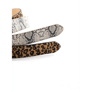 Leopard PU Leather Pattern 105cm Round Buckle Belt Women Trendy Dress Cute Classic Belts