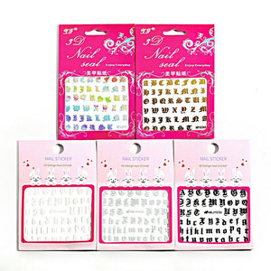 Letter 3D Decals Nail Art Stickers English Old Font Black Number Tattoo Nails Design Water Sliders Manicure Decoration 3D Nail Supplies Holographic Old English Character Nail Self-Adhesive Sticker English Font Design Manicure Decorations Accessories