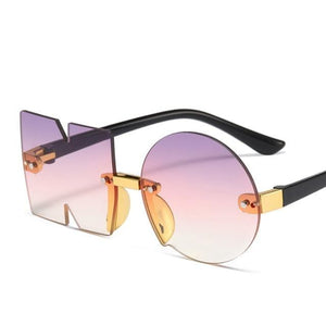 Letter NO Party Rimless Irregular Design Sunglasses For Men/Women Fashionable NO Sunglasses for Kids Oversize & Irregular Design Frameless Polygon Glasses For Children