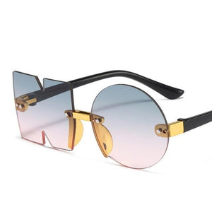 Letter NO Party Rimless Irregular Design Sunglasses For Men/Women Fashionable NO Sunglasses for Kids Oversize & Irregular Design Frameless Polygon Glasses For Children