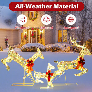 3-Piece Lighted Christmas Reindeer Family with LED Lights and Bows