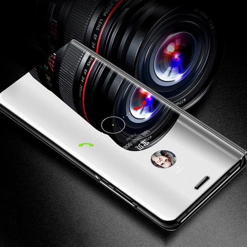 Lightweight Anti Peeping Magnetic Double-Sided Privacy Clear Back Metal Bumper Anti-Spy Phone Cases Cover for iPhone iPhone Smart Mirror Flip Case For iPhone 13 12 11 Pro XS Max XR Magnetic Stand Cover