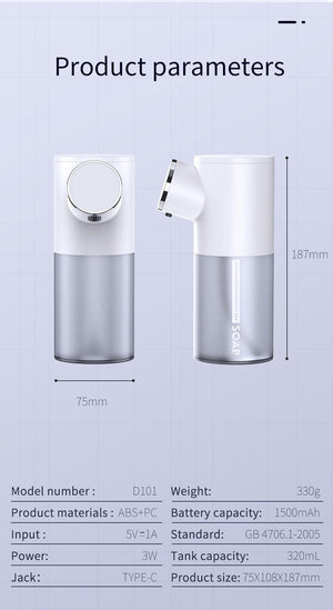 Liquid Soap Dispensers USB Rechargeable Temperature Display Automatic Dispenser Soap Foam Hand Sanitizer Machine Automatic Foaming Soap Dispenser Touchless Rechargeable Sensor Hand Soap Dispenser With Display Suitable For Bathrooms Kitchens Restaurant