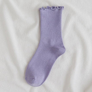 Little Flower Socks Girl's Socks Simple Solid Color Socks Women's Long Socks Kawaii Happy And Funny Breathable Socks For Women