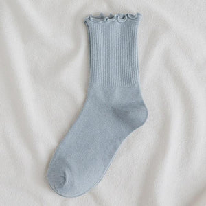 Little Flower Socks Girl's Socks Simple Solid Color Socks Women's Long Socks Kawaii Happy And Funny Breathable Socks For Women
