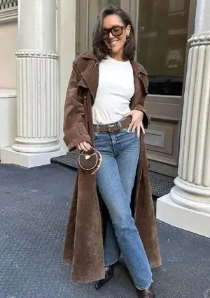 Double Breasted Lapel Shift Coat