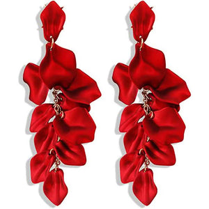 Long Acrylic Rose Petal Earrings