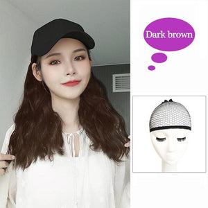 Long Synthetic Baseball Cap Hair Wig Natural Black Cap Hair Extensions Natural Corn Whisker wig Wave Wigs Hat Wig Adjustable Wigs For Black Women Cosplay Wigs For Women