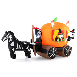 10.2 Feet Long Halloween Inflatable Carriage with Pumpkin and 2 Ghosts by DirectDeals